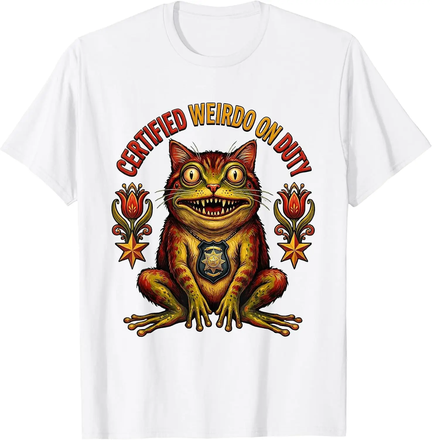 Certified Weirdo On Duty Funny Novelty Design T-Shirt Unique Prints, Comfortable, Soft, Breathable, Holiday Gift, Personalized,  Creative Round Neck, Cute, Funny, Women's and Men's