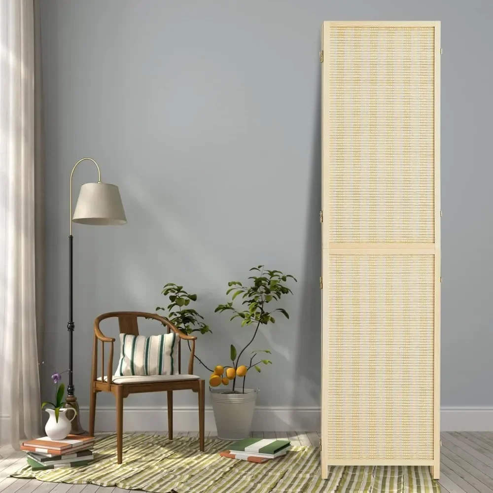 

Bamboo Room Divider, Folding Privacy Screen for Room Separation and Portable Freestanding Wall Partition