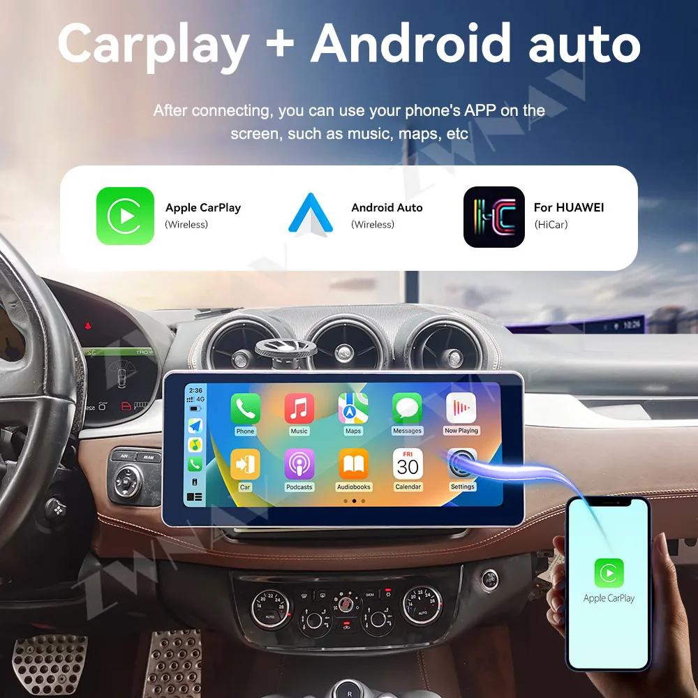Android 15 CarPlay 12.3 inch Touch Screen For Ferrari FF Car Radio Stereo GPS Navigation Multimedia Player Head Unit Auto