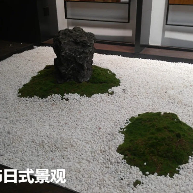 Japanese Zen Dry Landscape Kit, White Gravel & Moss Stone for Indoor and Courtyard Scenery Decor