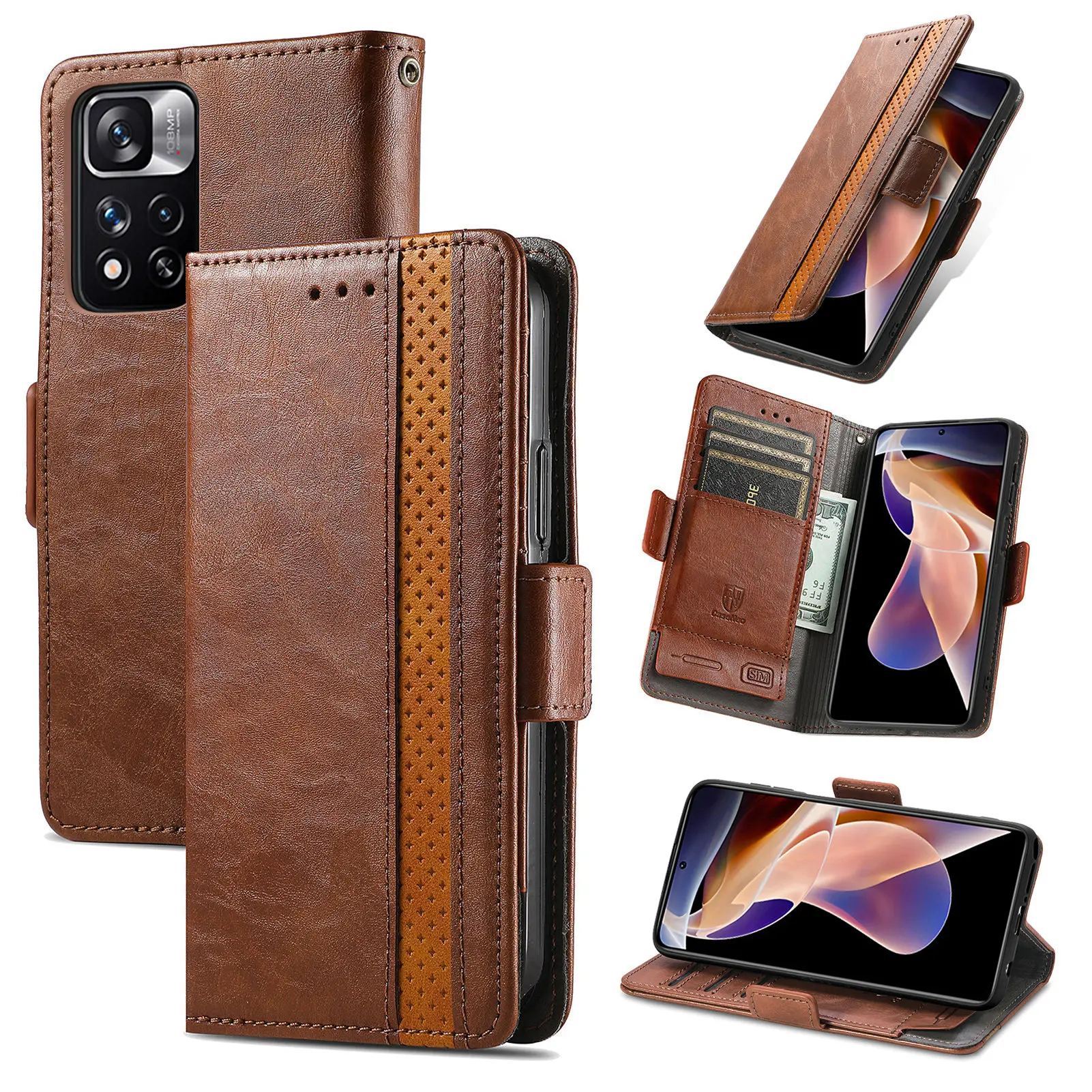 Card Slot Flip Leather Case for Xiaomi POCO M4 Pro 5G NFC M 4 Pocophone M4 Pro Kickstand Wallet Cover Coque