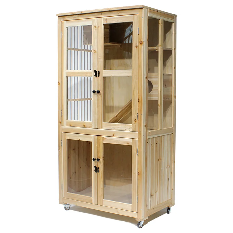 

Customizable indoor wooden cat cabinet cat house cat cage oversized space household solid wood villa