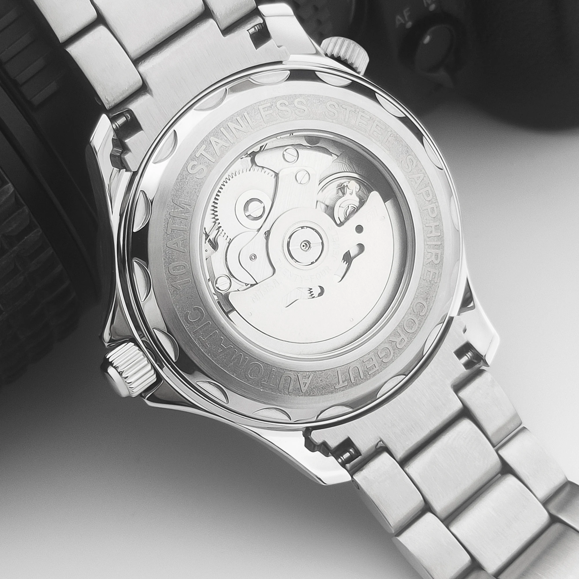 Logo personalizzato 41mm Orologio da uomo Zaffiro reloj hombre quadrante sterile Orologi da uomo Luminoso 10Bars NH35 Orologio da polso meccanico automatico