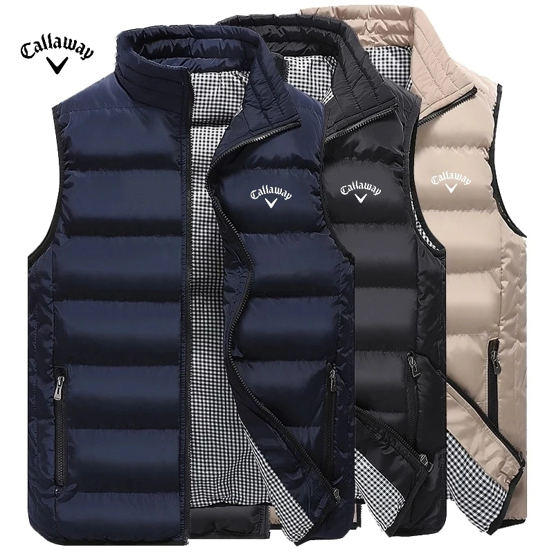 Autumn and Winter Men\'s Embroidered High-quality Cotton Vest Jacket, New Luxury, Casual, Comfortable, Sleeveless Warm Down Jacke