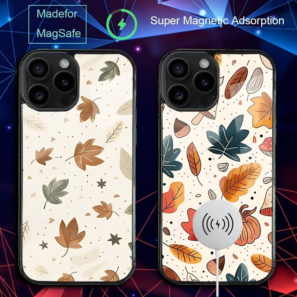 

Autumn leaves pumpkin Phone Case For iPhone 17,16,15,14,13,12,11,Pro,Max,Plus,Mini,SE4,E Magnetic Magsafe Wireless Charging