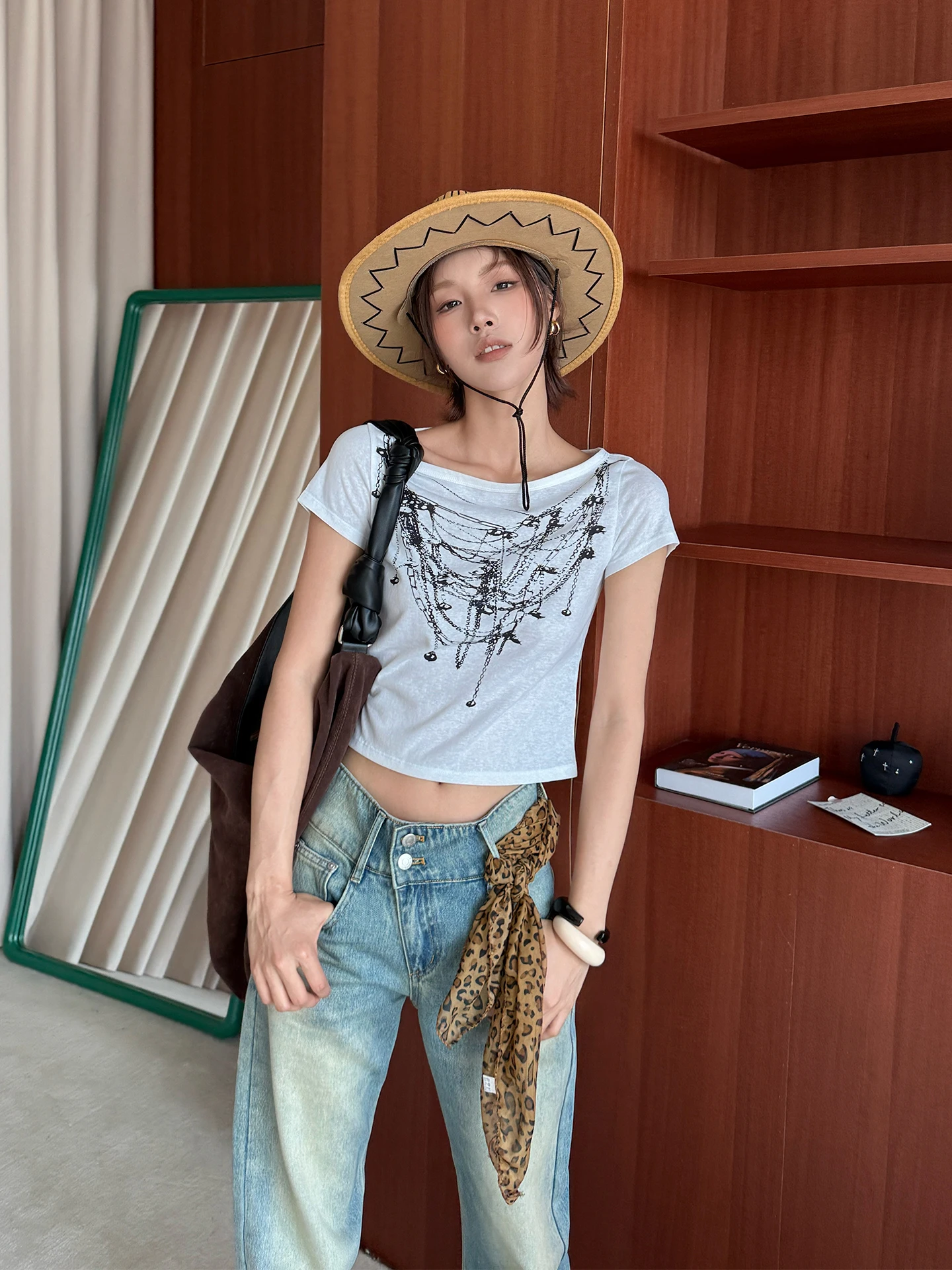 

Женский топ CPLUS Series: повседневный, с принтом, с декоративной отделкой, из смесового хлопка и полиэстера