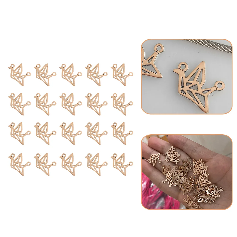 

100 Pcs Hollow Paper Crane Pendants Alloy Beads Classic Key Chain Decorations Bracelet Earring Charms H made Crafts