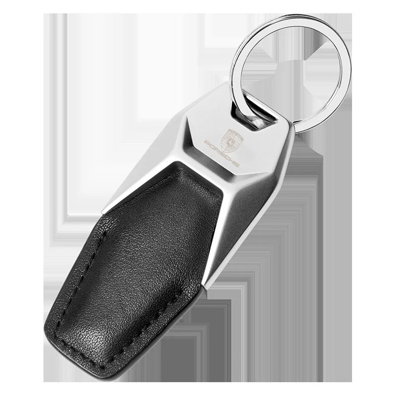 

Porsche Car Sticker Leather Alloy Car Keychain Keyring Key Ring Accessory For Porsche Cayenne Panamera Macan 911 718 Taycan Boxs