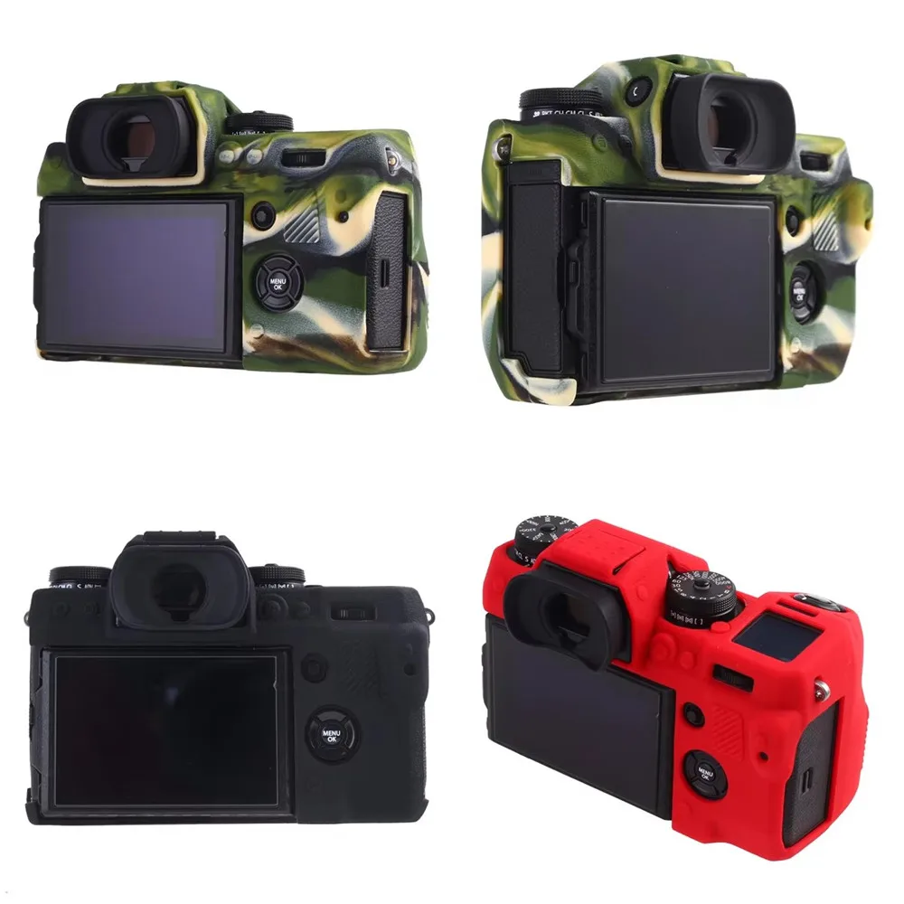 Top Texture Design Rubber Silicon Case Body Cover Protector Frame Skin for Fujifilm X-H1 Fuji XH1 Camera Soft