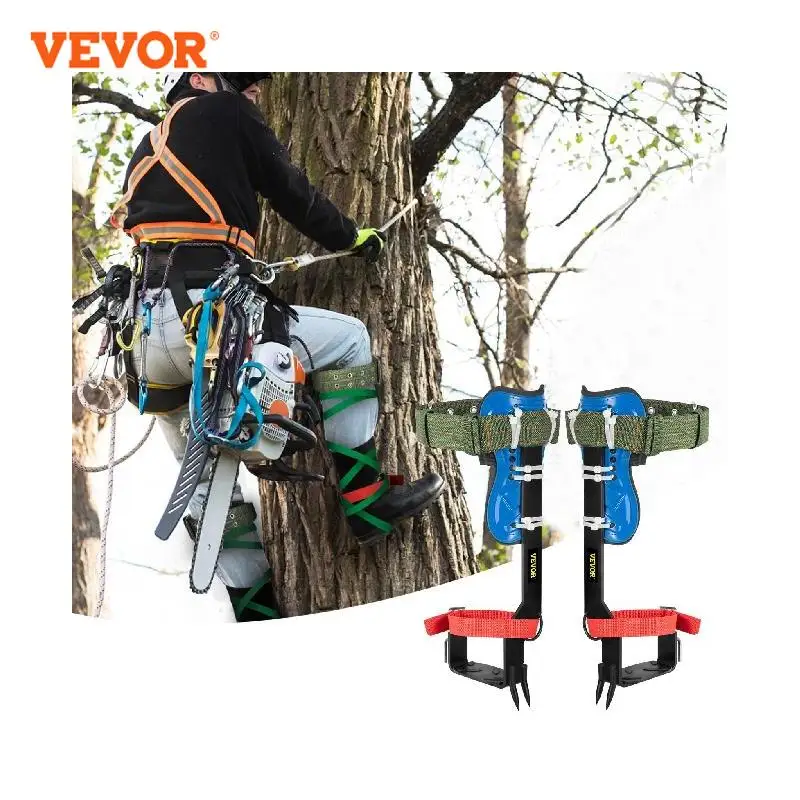 VEVOR Tree Climbing Spike Set Pole Climbing Spurs W/ Security Belt & Foot Strap & Harness Steel Forestry Equipment & Supplies