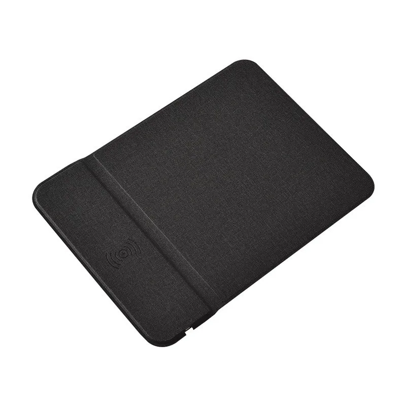ABGI Multifunctional Desktop Wireless , 15W Fast Charging Pad with Foldable Mouse Pad and Phone Stand, PU Leather Portable