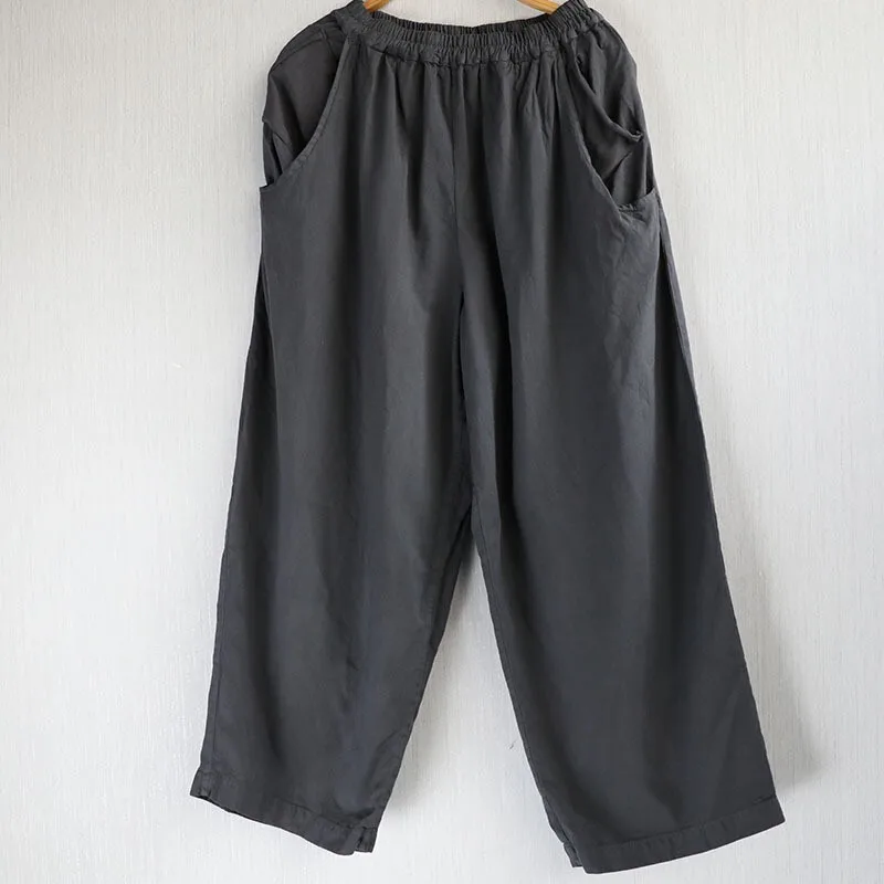 UMI MAO pantalon Femme printemps automne saison texturé coupe ample artistique lavé coton lin jambe large pantalons décontractés