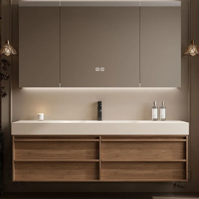 

Integrated basin bathroom cabinet combined bathroom rock slab washstand