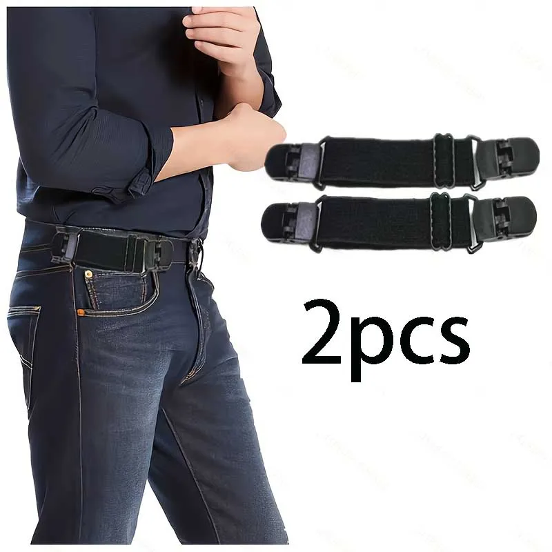 2Pcs Unisex Elastic Invisible Pants Waist Tightener Portable Stretch Cinch Belt for Men Women