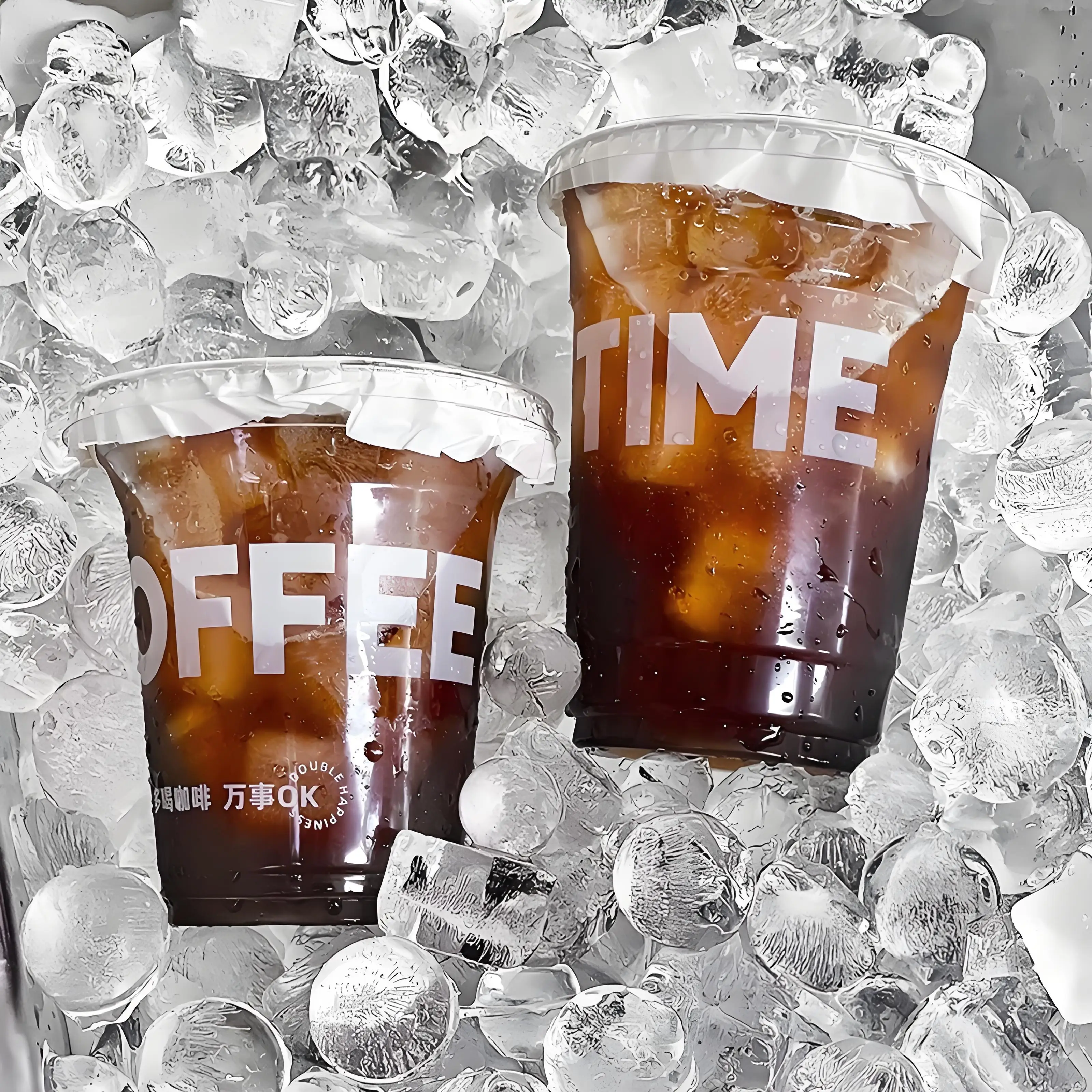 1000pcs Transparent Plastic Cups 360ml 400ml 500ml Customizable Printed Disposable Cups for Coffee Juice Beverages Ice Cubes