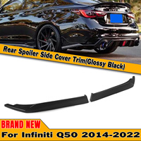 For Infiniti Q50 2014-2023 Rear Bumper Diffuser Side Splitter Cover Gloss Black/Carbon Fiber Look Boot Spoiler Guard Plate Kit 