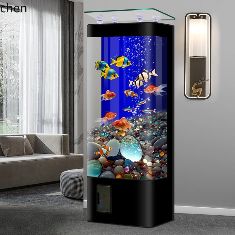 

D18-T new vertical fish tank living room against the wall small and medium gold r free high definition glass ecological aquarium