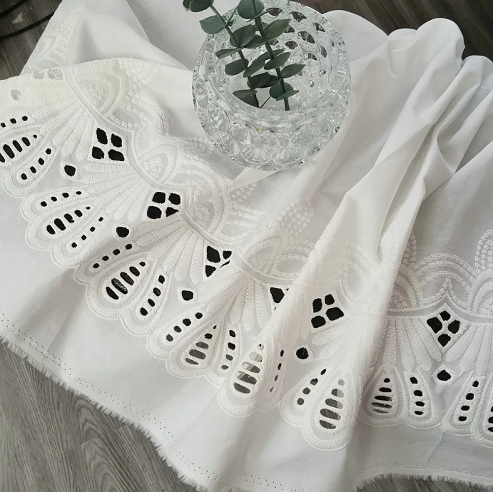 

New cotton skirt trim fabric with double-sided embroidered floral cut-out design made of cotton fabric for clothing accessories