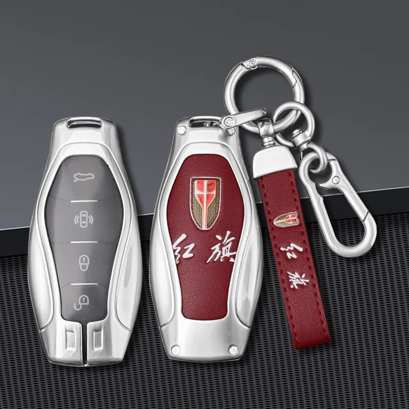 New Zinc Alloy Leather Remote Car Key Case Cover for FAW Hongqi HS5 H5 H9 HS7 H7 L5 HS3 L9 Keyless Key Chain Auto Accessories