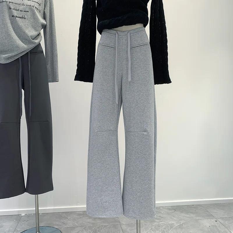 

Loose Casual Sports Pants Women's Faionable American Sle High Waist Straight Leg Cotton Trousers for plus Size Ladies