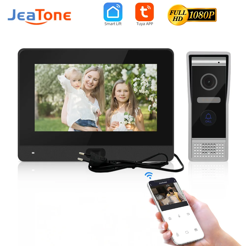 

【Tuya 1080P】Jeatone Full Touch Screen Smart WIFI Video Intercom System Apartment Doorbell with Unlock Monitor IP65 Waterproof