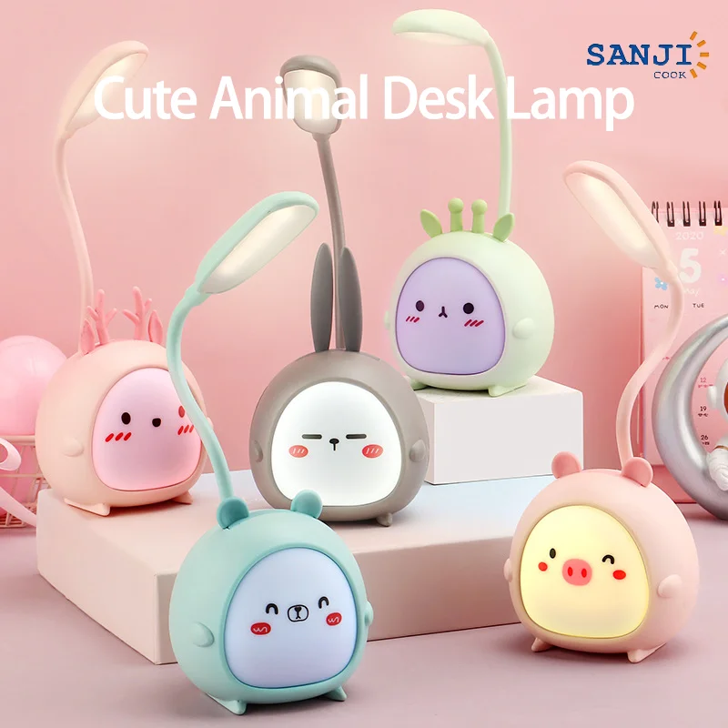 led lampada de mesa animal bonito luz ajustavel noite abajur protecao para os olhos lampada de leitura lampada de sono infantil quarto pequeno 01