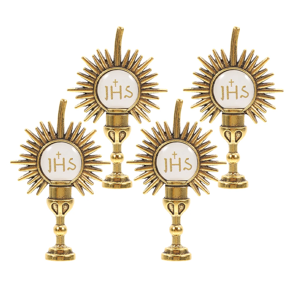 

4pcs Religious Brooch Catholic First Communion Clothes Pin Blessing Breastpin Durable Metal Anti-light Elegant