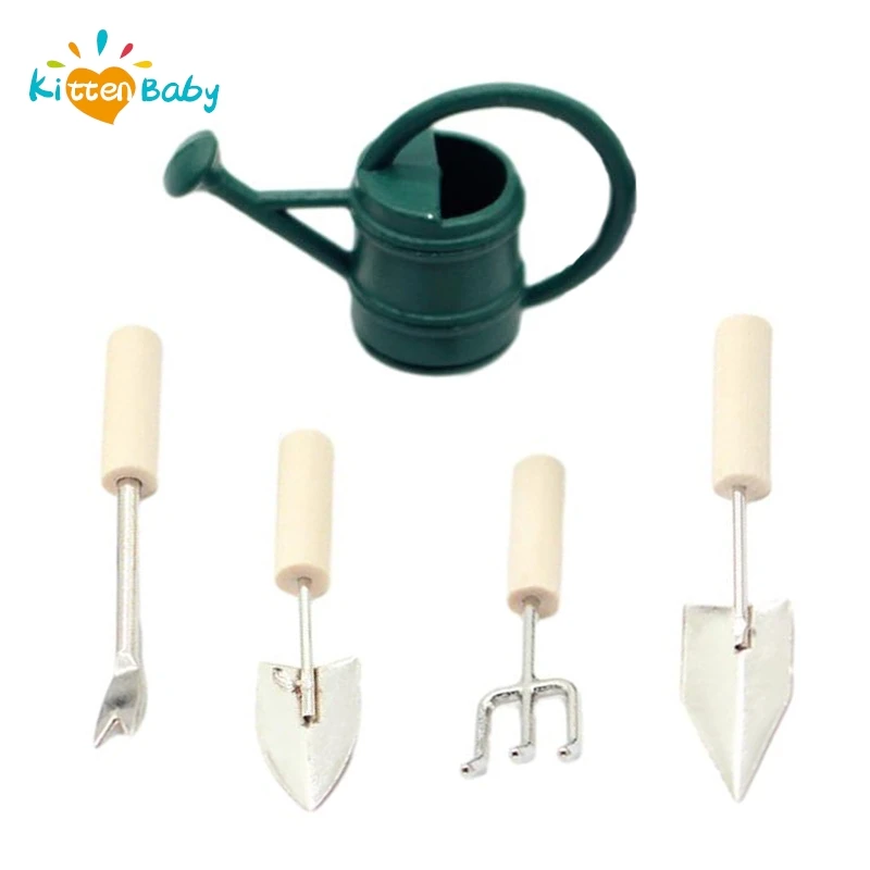 

1Set Dollhouse Miniature Fairy Garden Accessories Mini Kettle Shovel Fork Watering Can Farm Tools DIY Dolls House Decor Toys