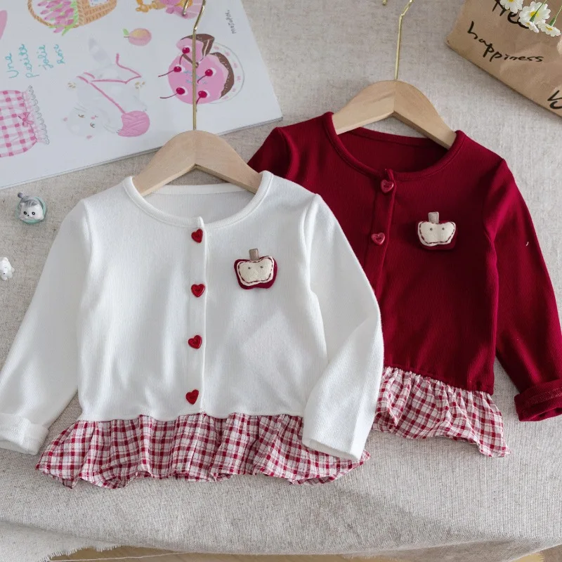 

Girls Long-sleeved Cardigan Spring Autumn Loose Coat Tops for Kids Toddler Patchwork Blouse Baby Outfits 2025 Children Clothing