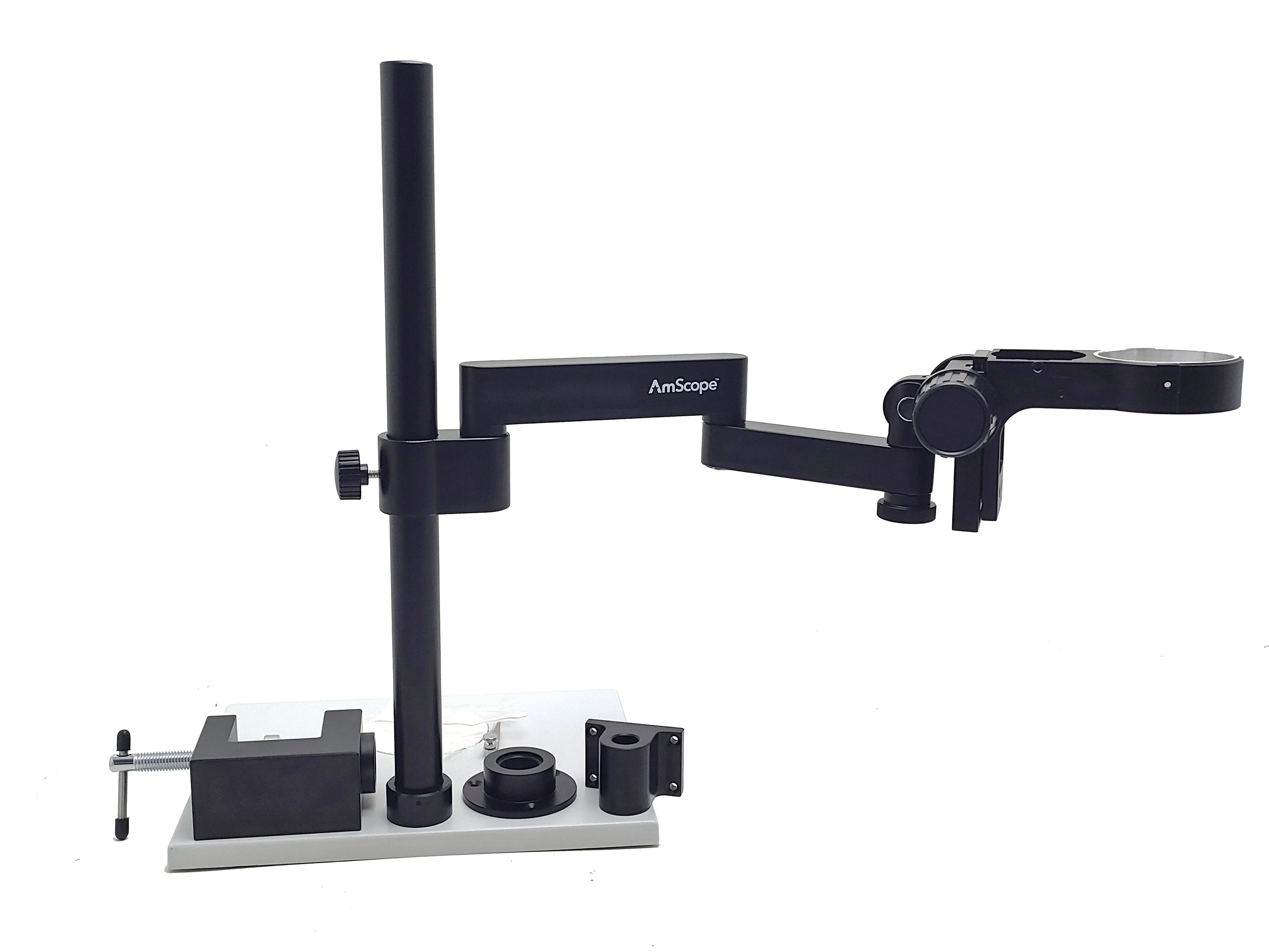 Uchwyt mikroskopu AmScope z trzema ramiennymi przegubami i szyną ogniskową 76 mm do mikroskopu stereoskopowego - wysyłka z Moskwy lub Brazylii