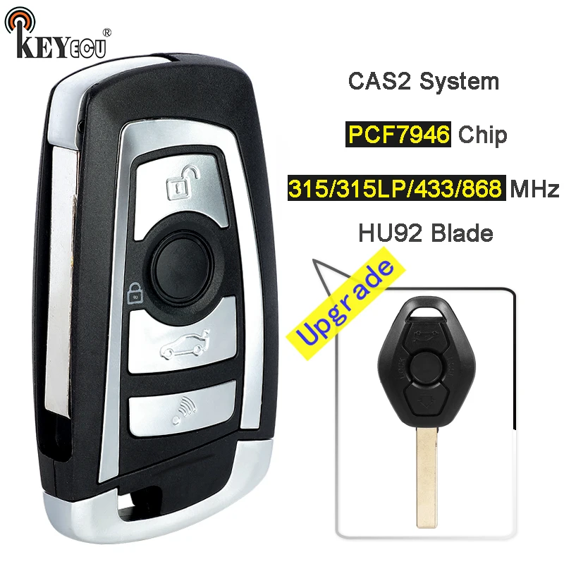 KEYECU 315/315LP/433/868MHz PCF7946 Chip Modified Folding Flip Remote Key Fob for BMW CAS2 1 3 5 6 Series E93 E60 Z4 X5 X3 HU92