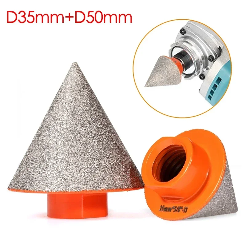 Diamond Beveling Chamfering Bit 35mm+50mm Hole Drill Reaming Cone Carve Polish Grinding Wheel for Porcelain Tiles Marble