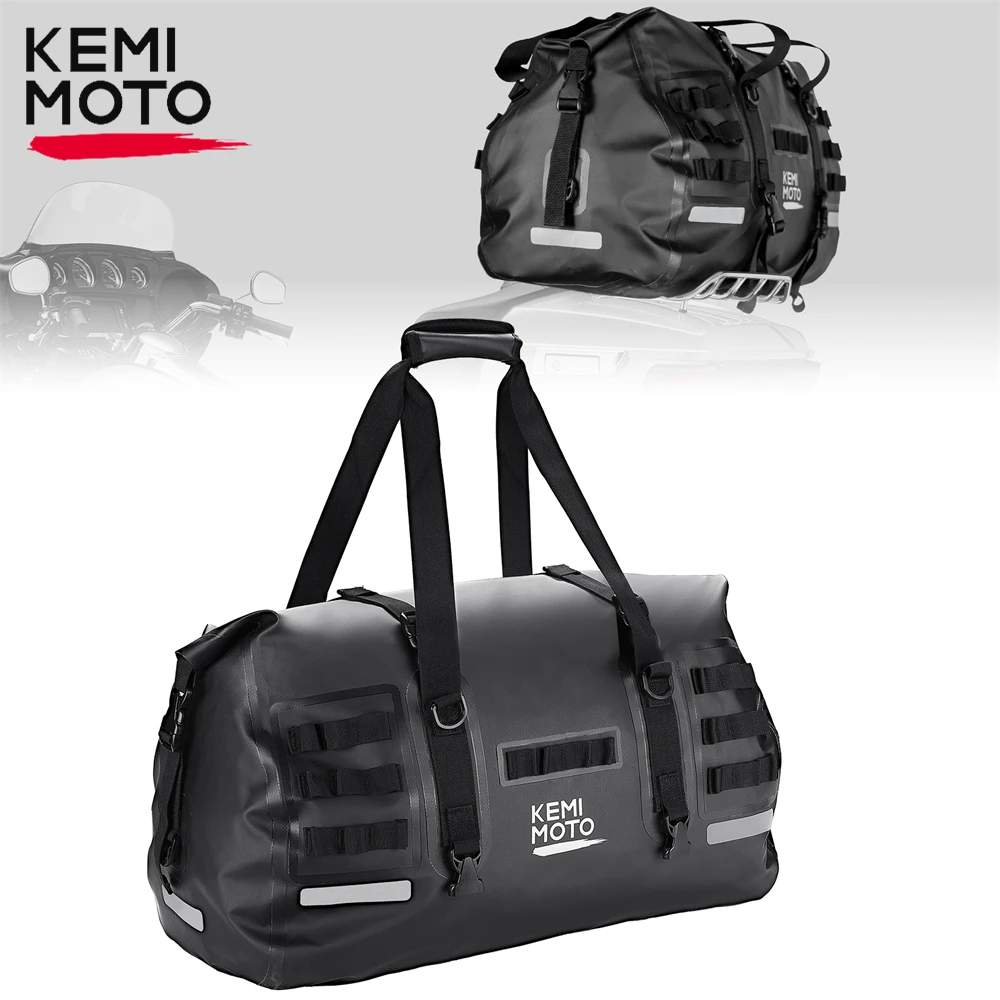 KEMIMOTO Motorcycle Dry Bag 50L Waterproof Bag Motorcycle Luggage Travel Tail Bag Back Seat Rack Trunk Bag for Touring Adventure