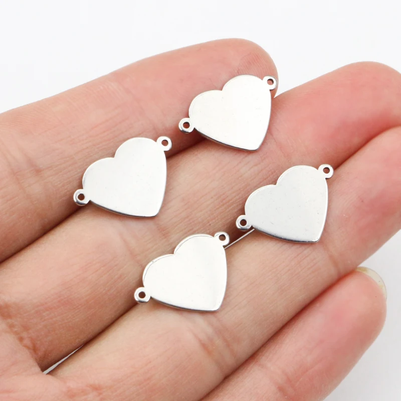 20 sztuk 18x12mm nie znikną 316 ze stali nierdzewnej podwójne pętle serce Charms wisiorek DIY biżuteria ustalenia złącze dla naszyjnik bransoletka — zdjęcie 3
