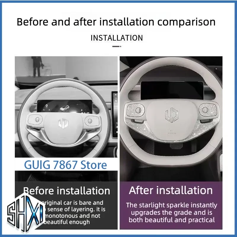 Suitable for Leapmotor B10 B01 2024-2026 Steering Wheel Logo Personalized Sticker Diamond Glitter Sticker Modify Accessories 2