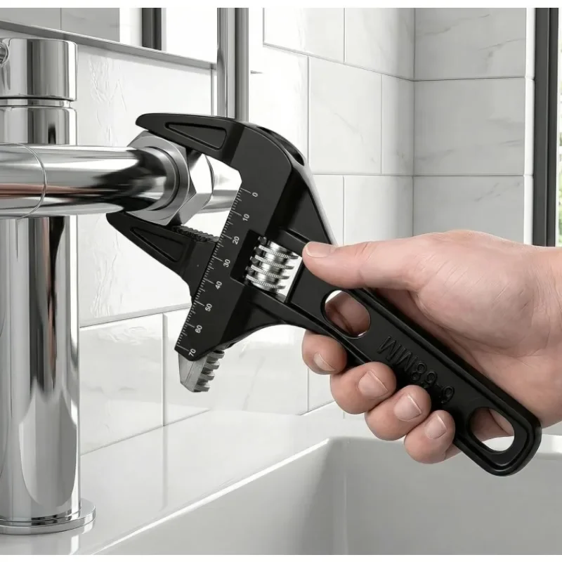 Mini Adjustable Bathroom Wrench Strong Clamping Large Open End Multifunctional Spanner Repair Tool