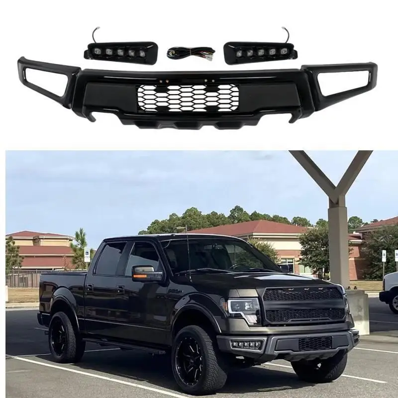 

Steel Front Bumper for Ford Raptor F150 4x4 Accessories Body Kit Black Raptor Style W/LED Lights 2009-2023