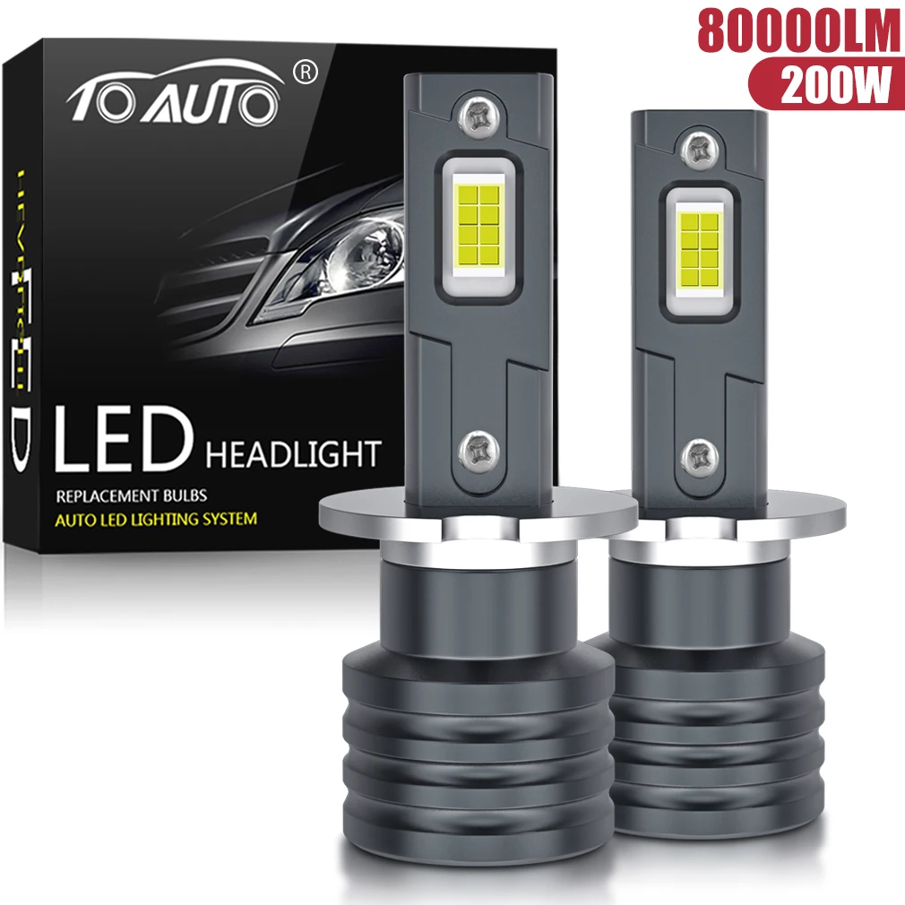 Mini lâmpadas de farol LED para carro, lâmpadas super brilhantes, feixe alto e baixo, luzes de nevoeiro, H1, H7, H3, 8000 LM, 6500K, CSP, 12V, automóvel