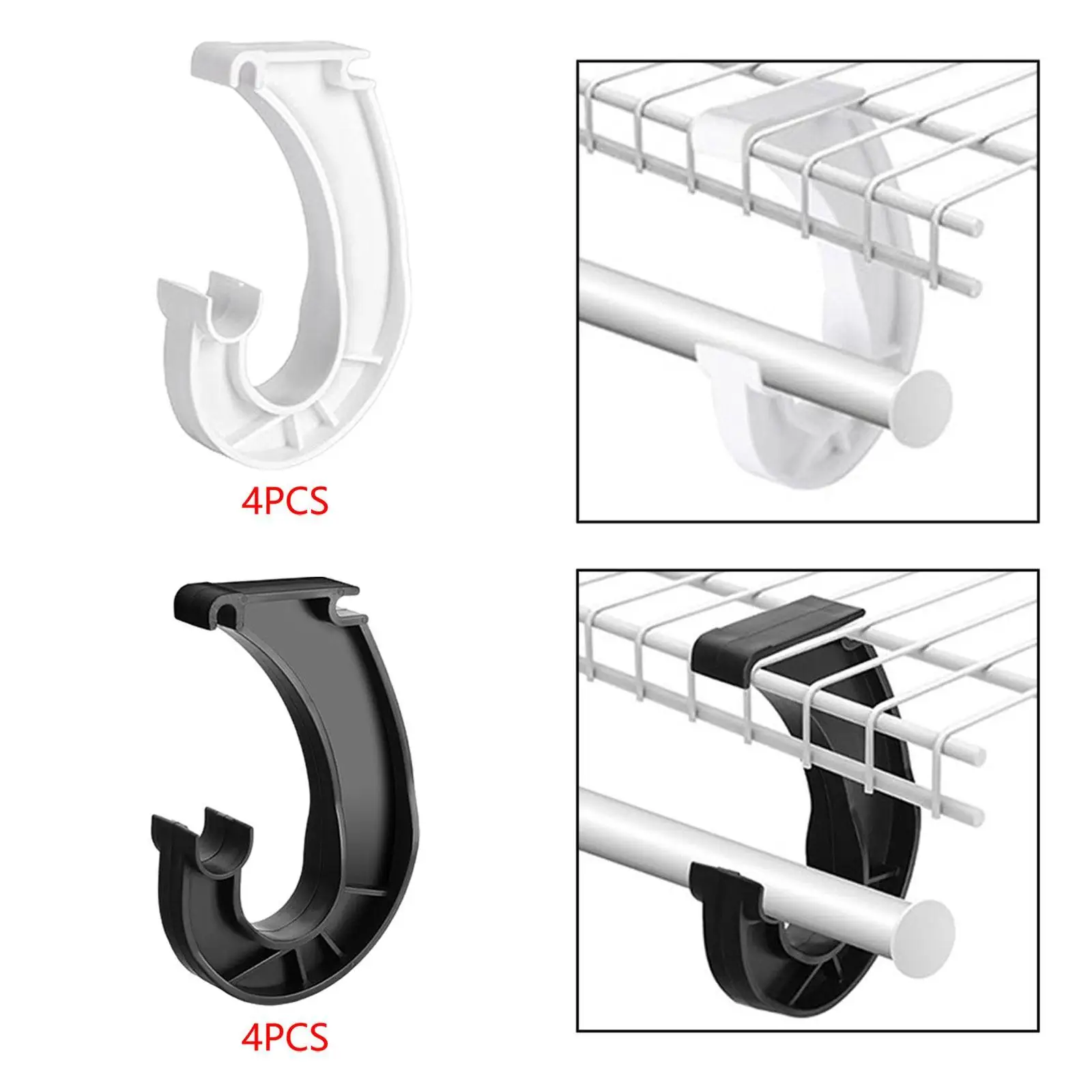 4 Pieces Closet Rod Support Bracket for Hanging Clothes Pipe Hanger Hook Hanging Rod Support Bracket Closet Hanging Bar Support