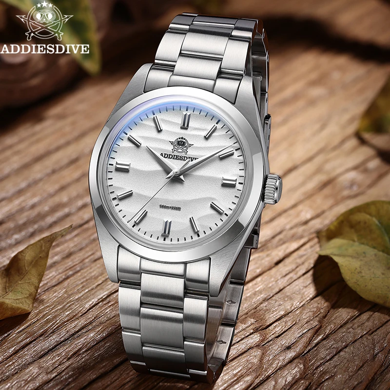 

ADDIESDIVE 36mm Sand Dial Watches Men's Quartz Watch 100m Waterproof Domed Bubble Crystal 316L Stainless Steel Luxury Wristwatch