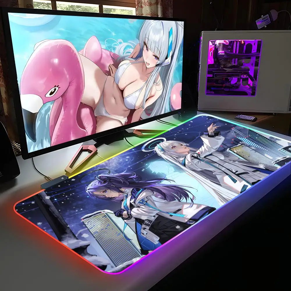 

Blue Archive Ushio Noa Mouse Pad RGB Rubber Computer Laptop Official Game Colored esports Aesthetic Pretty Fashion Luxury Mat