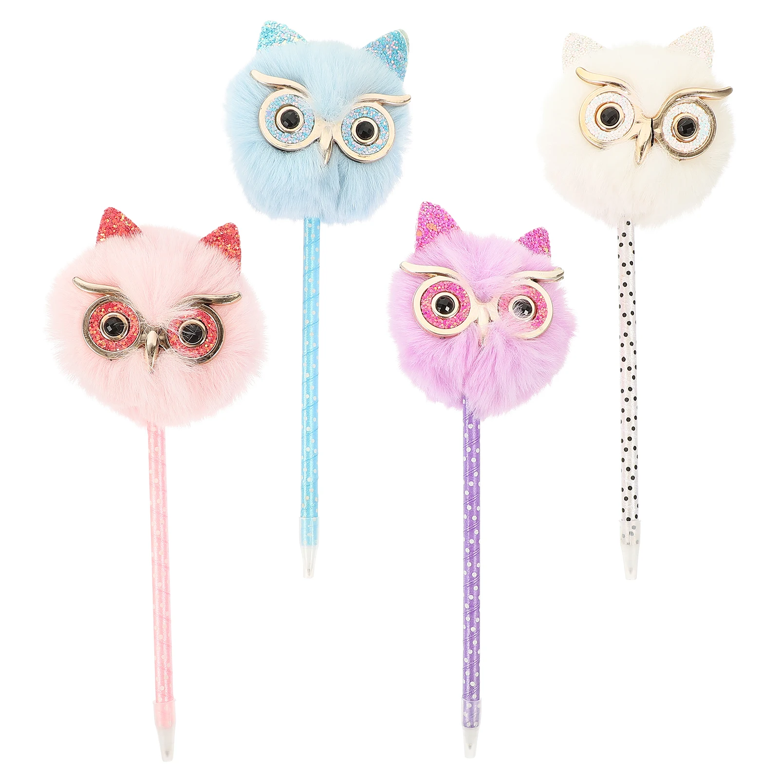 

4pcs Owl Shaped Pens Cartoon Decorative Writing Tools for Kids Multi Colored Smooth Writing Student Supplies