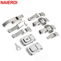 NAIERDI 6PCS Mild Steel Hasp Cabinet Boxes Spring Loaded Latch Catch Toggle Hasp For Sliding Door Window Hardware Tool Box Lock