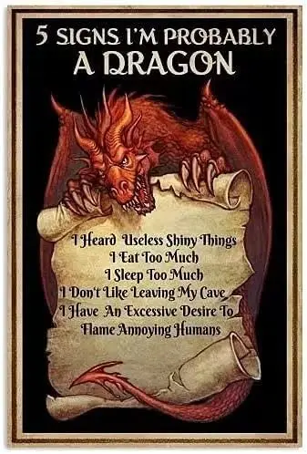 Dragon Metal Tin Sign 5 Signs IM Probably A Dragon Funny Poster Bathroom Cafe Living Room Kitchen Home Art Wall Decoration Plaqu