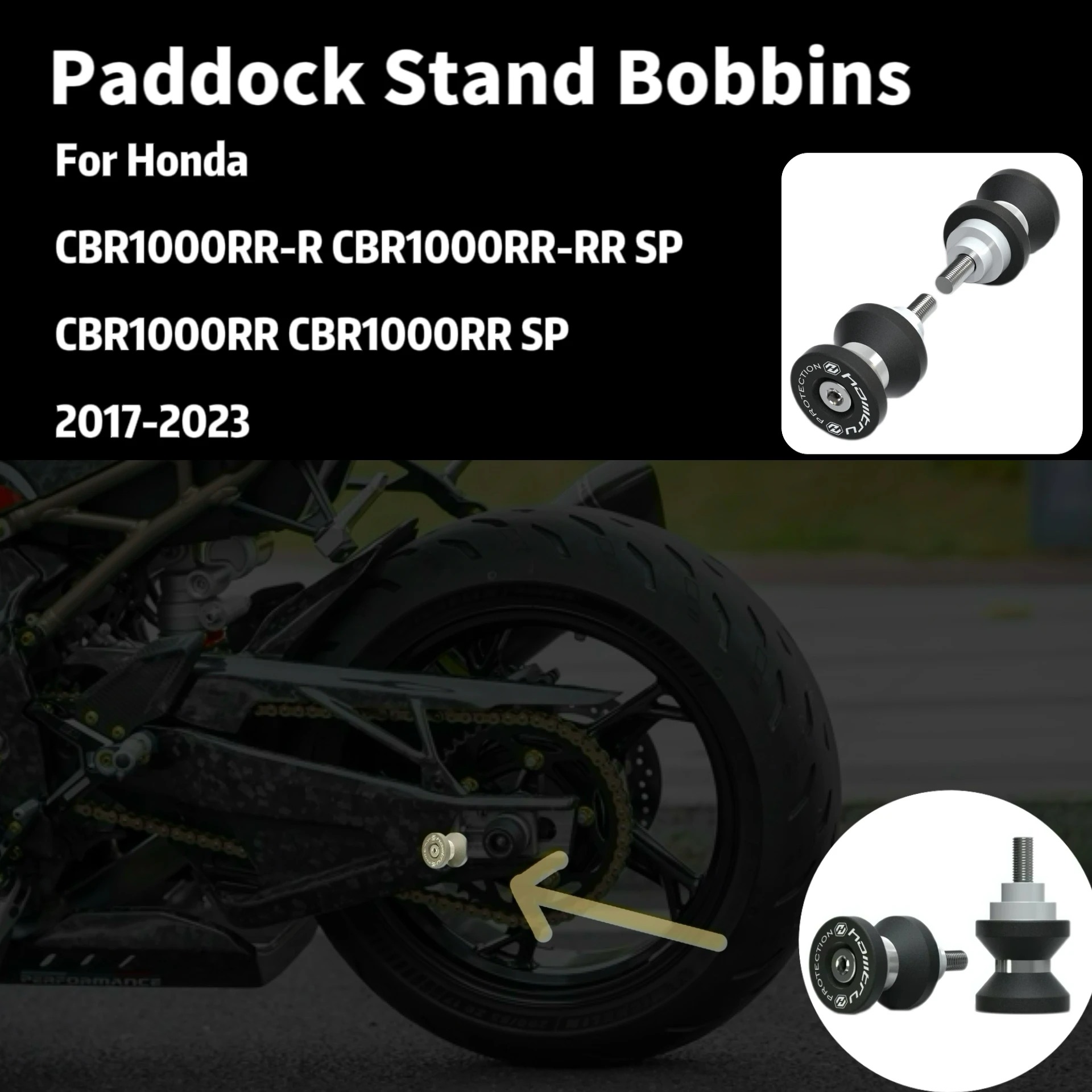 

Paddock Stand Bobbins For Honda CBR1000RR-R CBR1000RR-R SP / CBR1000RR CBR1000RR SP 2017-2023 motos accessories for protection