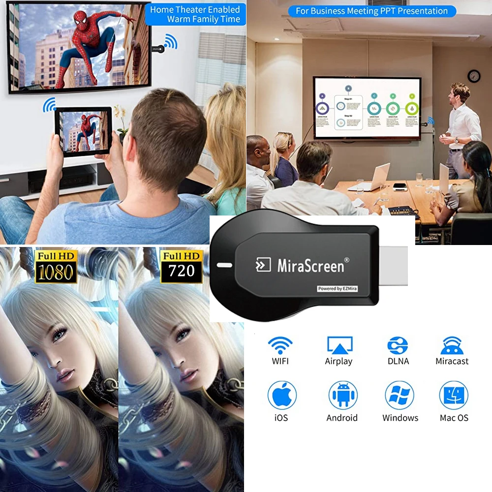 Anycast Tv Stick 1080P กระจกหน้าจอทีวี Dongle ไร้สาย DLNA HDMI อะแดปเตอร์ Airplay Miracast สำหรับ IOS android