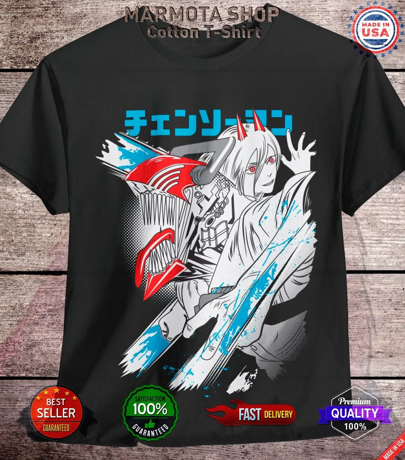 

Power Denji Shirt Chainsaw Man Anime Tee T-Shirt Waifu Ecchi Sexy Makima Devil