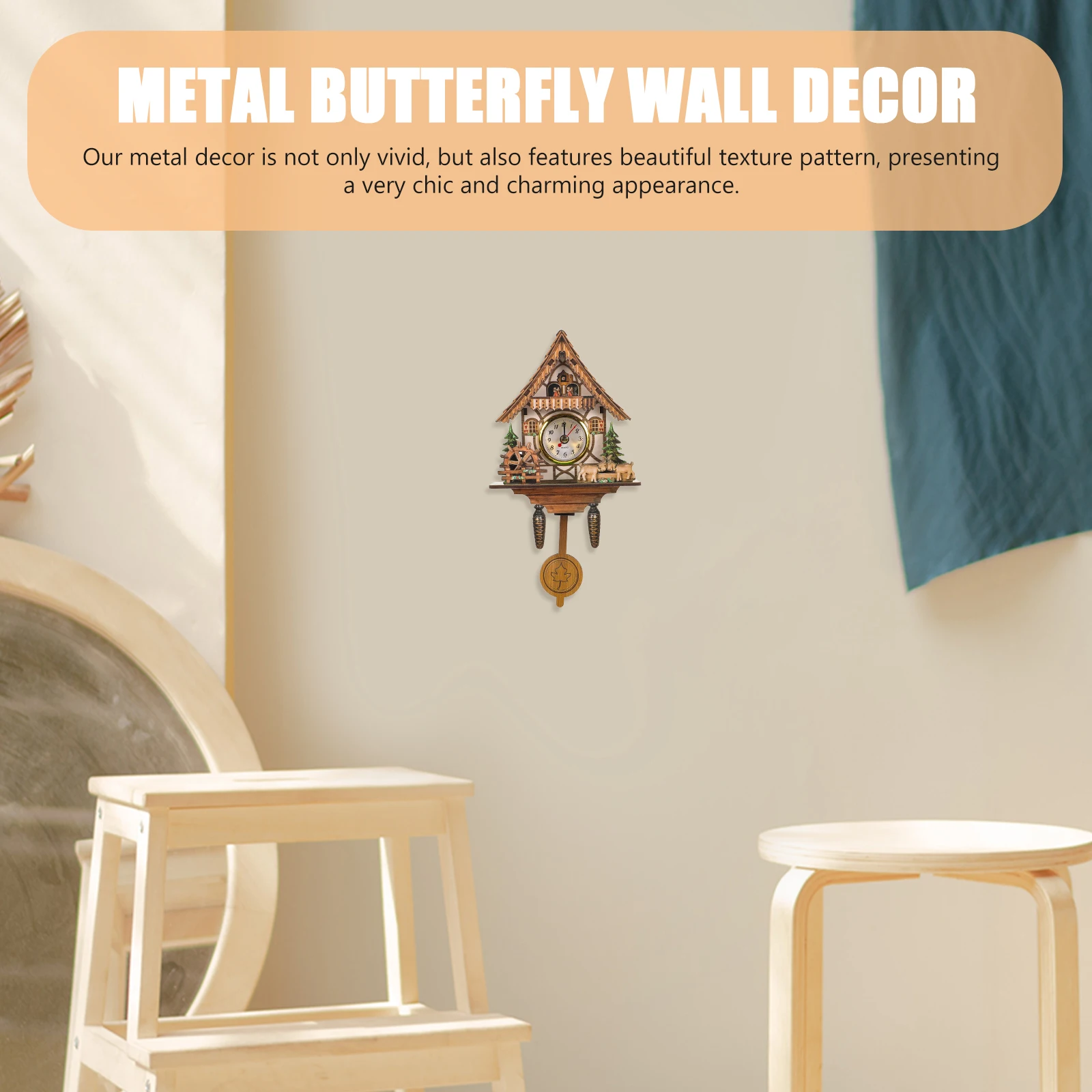 

Sturdy Wall Hanging Cuckoo Bird House Style Wooden Pendulum Bedroom Living Room Decorative Wall Clock Household Home Office