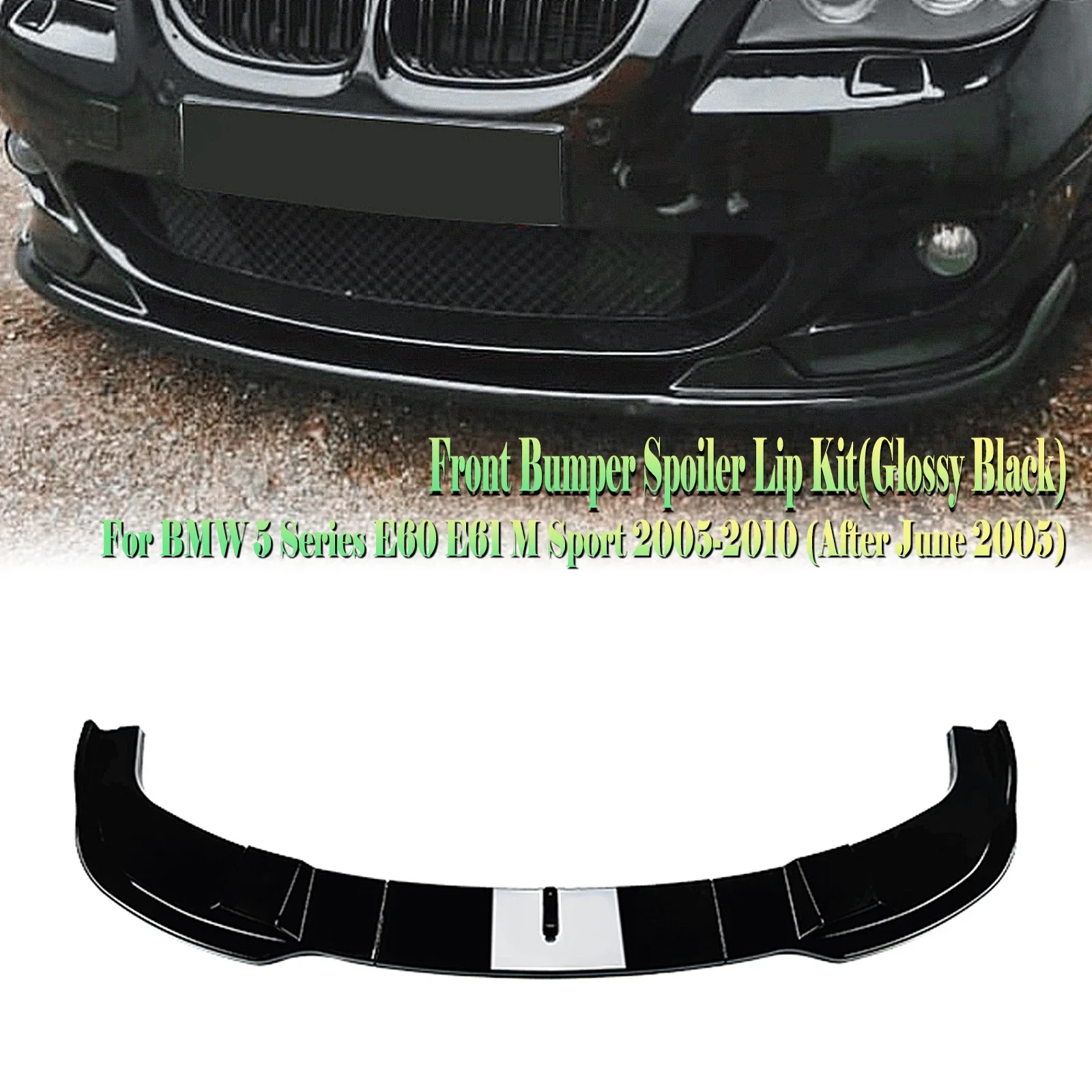 New!For BMW 5 Series E60 E61 M Sport 2005-2010 Front Bumper Spoiler Lip Carbon Fiber Look/Gloss Black Lower Splitter Body Protec