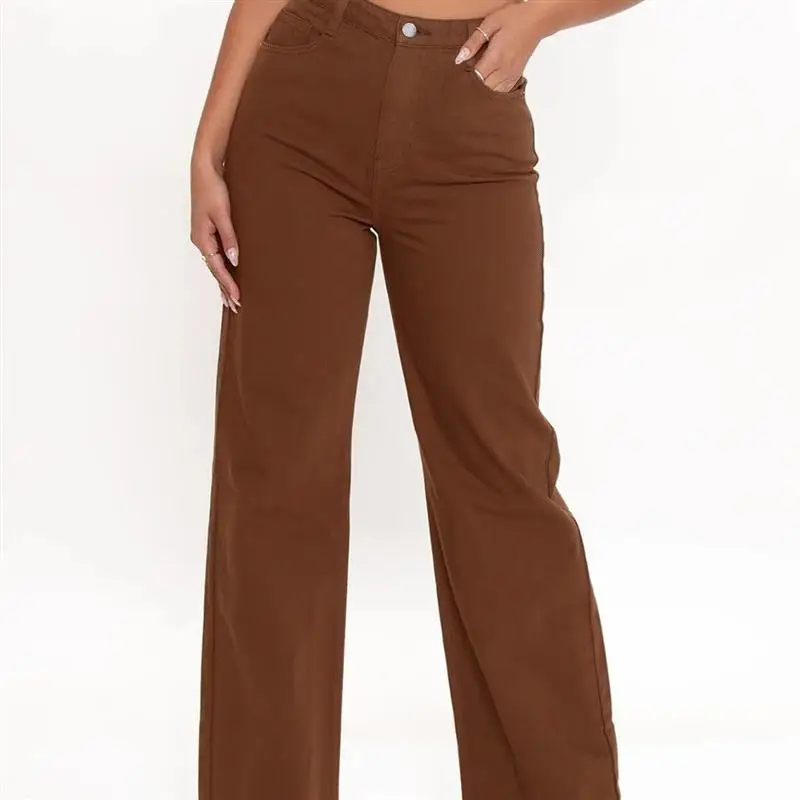 

Винтажные свободные прямые джинсы с высокой талией и трансграничным принтом, женские брюки, модные уличные длинные брюки для женщин